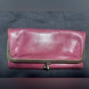 HOBO Lauren Pink Leather Clutch with Metal Accents